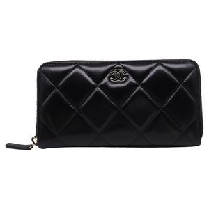 Chanel Quilted Zip Around Waist Belt Bag in Black Lambskin Leather
